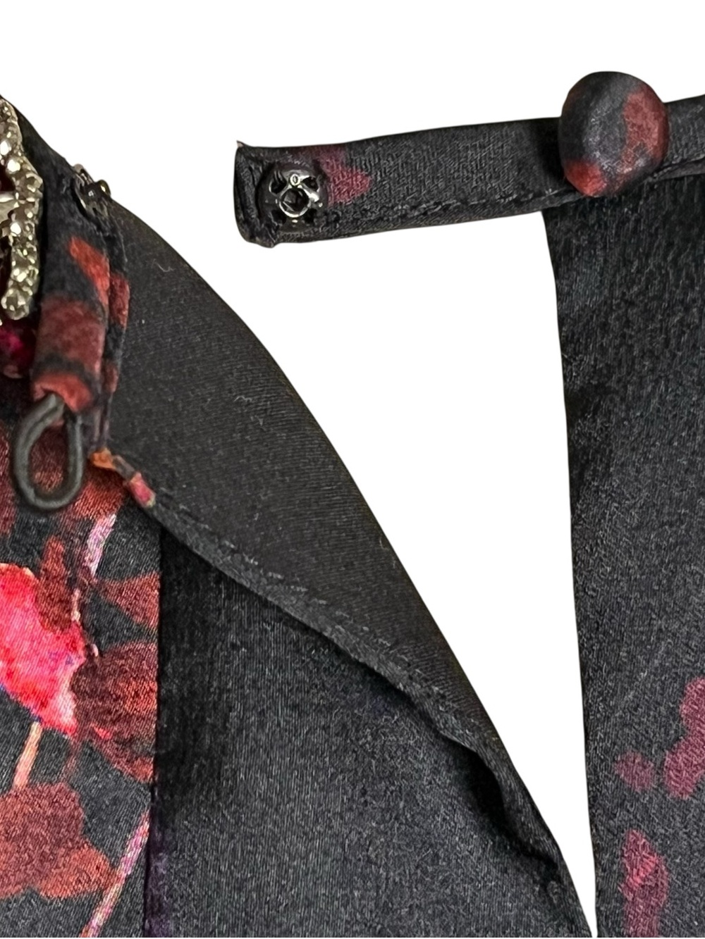 Rickie Freeman Teri Jon Floral-Print Charmeuse Bejeweled Halter Dress Size 8 - Picture 10 of 15